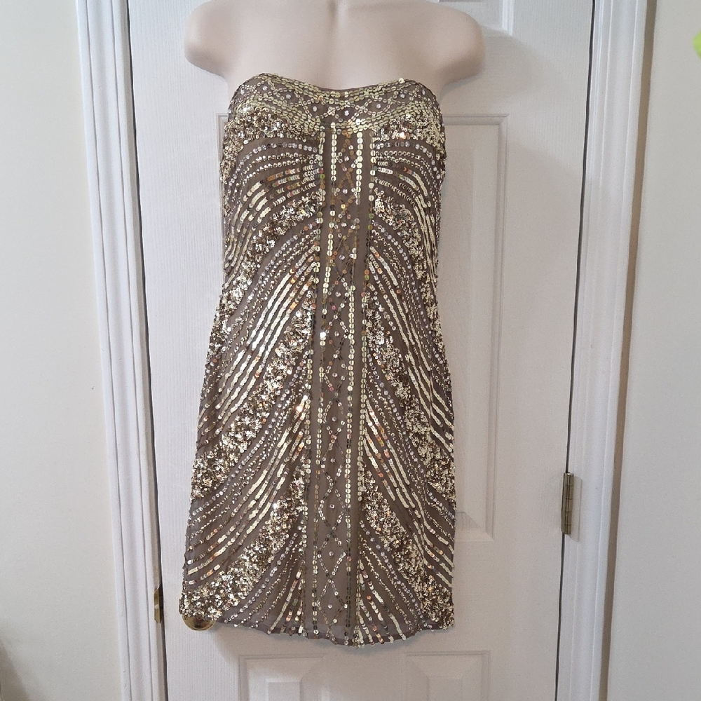 Scala Gold Strapless Dress